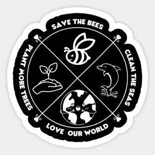 Love Your Mother Plant a Tree Clean the Seas Save the Bees Sticker